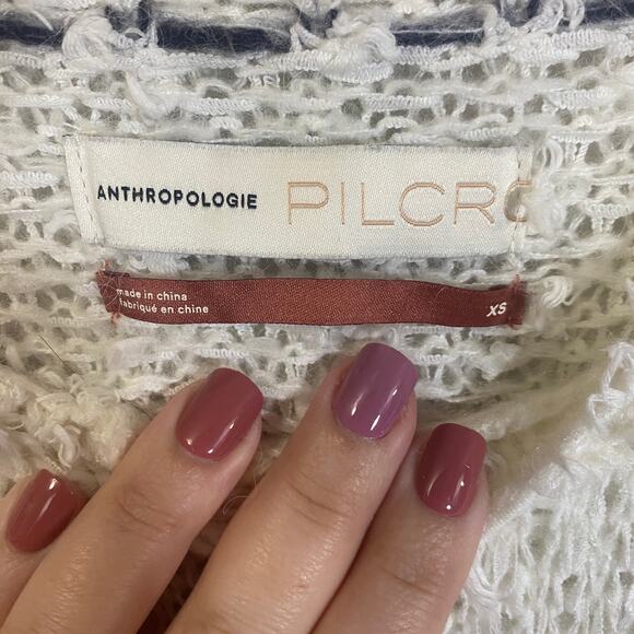 Anthropologie Pilcro Petra Ivory Grey Feathered Oversized Cozy Sweater Sz XS - Picture 12 of 15